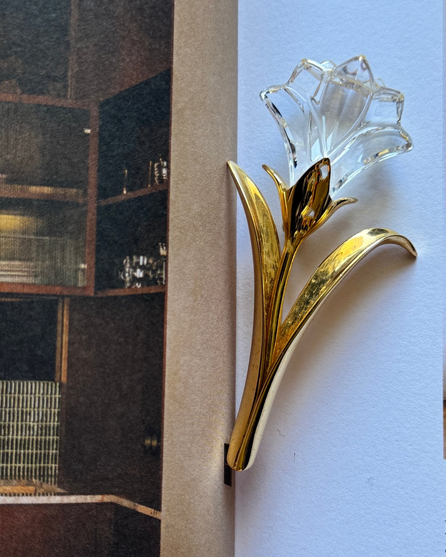 Broszka Swarovski Złoty Tulipan